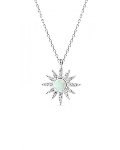 Spero London White Opal Sun Sterling Necklace - Metallic