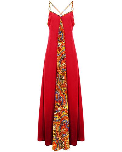 Movom Poppy V-neck Maxi Dress - Red