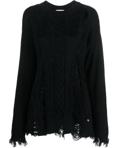 Nissa Wool Open Knit Sweater - Black