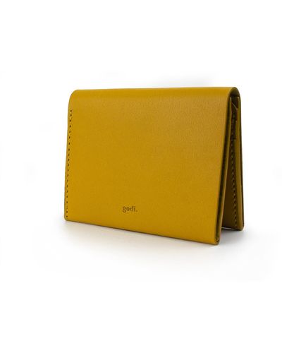 godi. Handmade Bifold Leather Wallet - Yellow