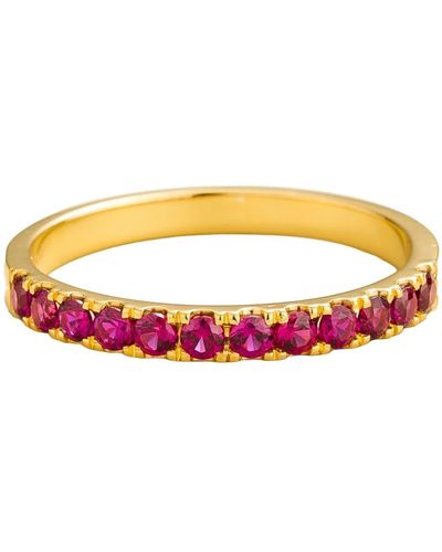 Juvetti Salto Gold Ring Set With Ruby - Multicolour