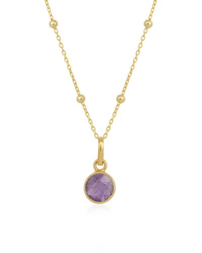 Spero London Amethyst Round Pendant Necklace With Beaded Chain In Sterling Silver - Metallic