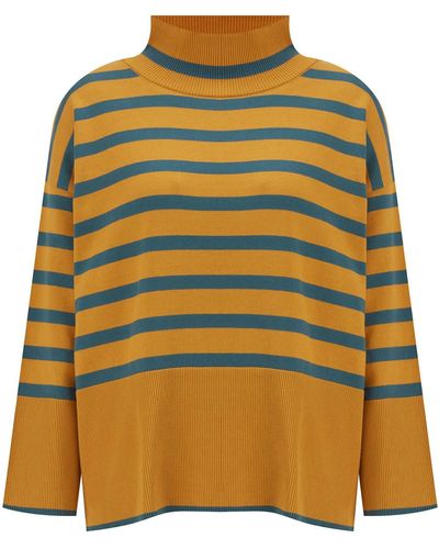 Peraluna Fei High Neck Pullover Organic Cotton Knitwear Sweater - Mustard - Yellow