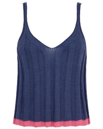 Cara & The Sky Jodie Ribbed Knitted Cami Vest - Blue