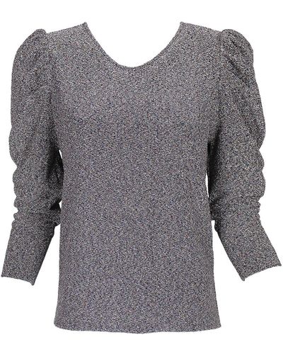 Lalipop Design Silver Knitted Round Neck Blouse - Gray