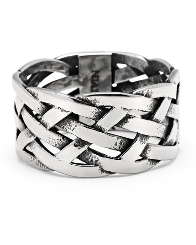 Nialaya Stainless Steel Woven Chain Ring - Metallic