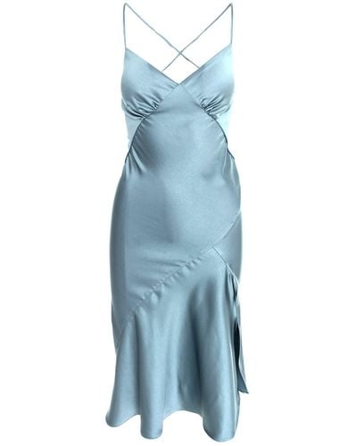 ROSERRY Seville Satin Midi Dress In Grey - Blue