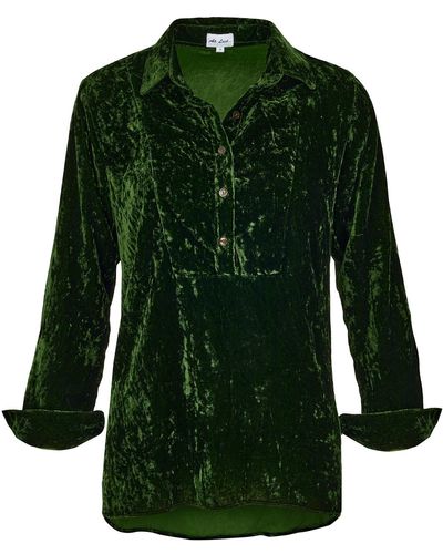 At Last Silk Velvet Shirt In Forest - Green