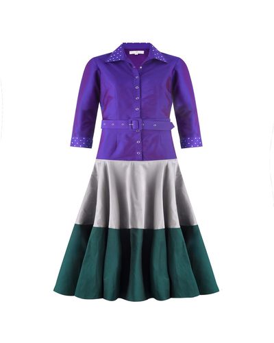 Winifred Mills Janice Swarovski Crested Taffeta Maxi Dress - Purple