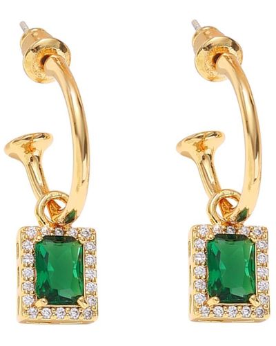 Classicharms Emerald Hoop Earrings - Metallic