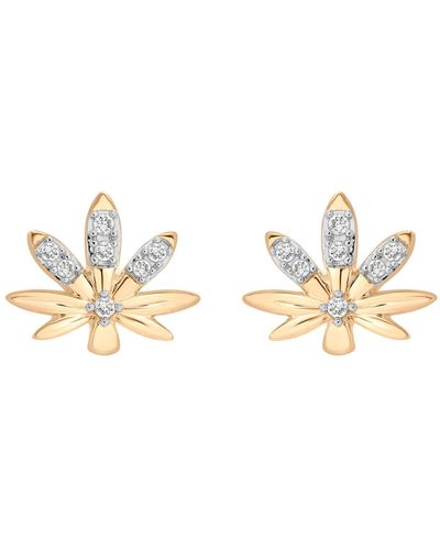 Miki & Jane Mary Jane Diamond Leaf Stud Earrings - Metallic