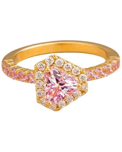 Juvetti Diana Gold Ring Pink Sapphire & Diamonds - Multicolor