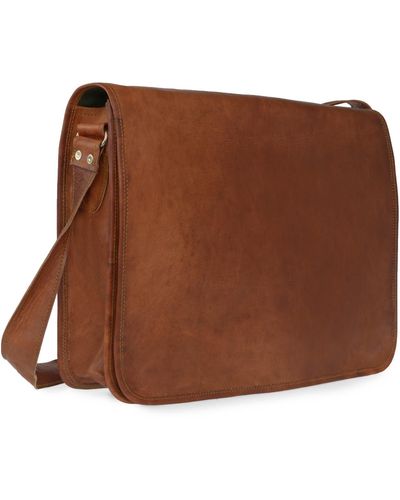 VIDA VIDA Vida Vintage Classic Leather Messenger Bag - Brown