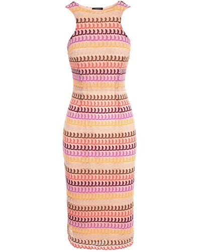 AVENUE No.29 Cutout Bodycon Midi Lace Dress - Pink