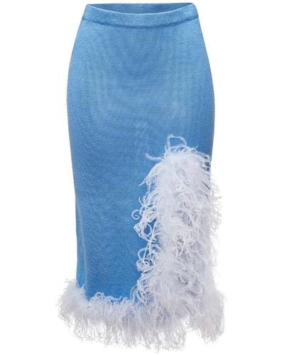 Andreeva Knit Skirt-dress With Faux Feather Details - Blue