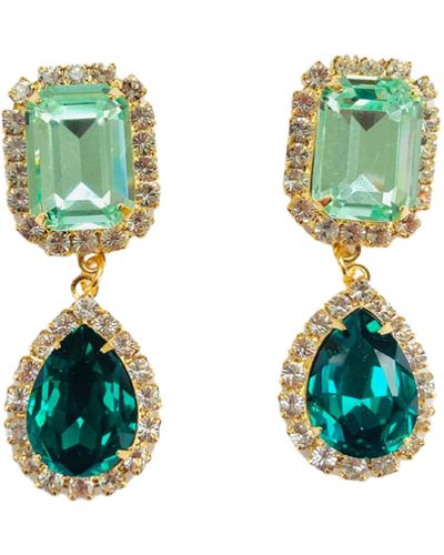 The Pink Reef Jewel Drop In Light And Emerald - Green