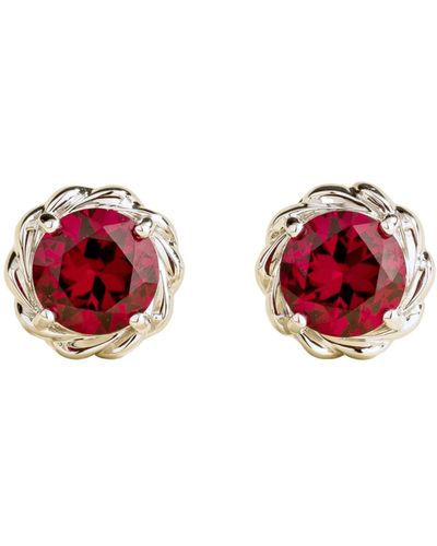 Juvetti Tonn White Gold Earrings Set With Ruby - Red