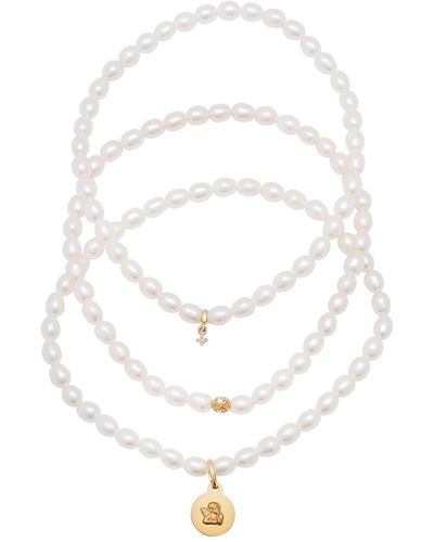 Soul Journey Jewelry Diamond Angel Pearl Bracelets - White