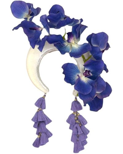 Julia Clancey Orchid Bloom Ivory Bell Chacha Band - Blue
