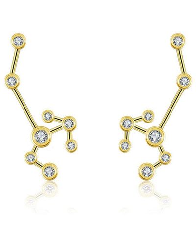 Genevieve Collection Sagittarius Zodiac Constellation Earring 18k Yellow & Diamond - Metallic