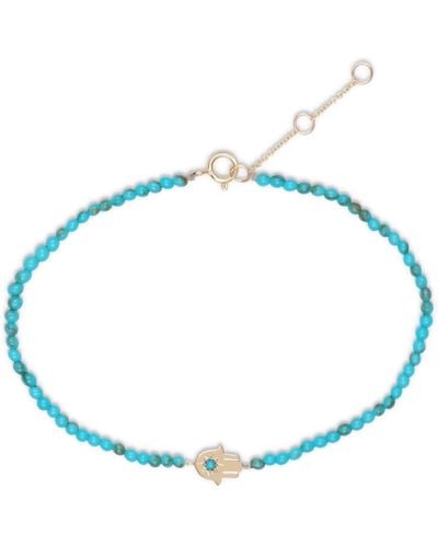Zohreh V. Jewellery Hand Of Fatima Turquoise Beaded Bracelet 9k Gold - Blue