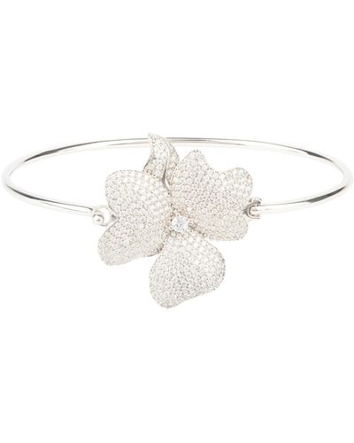 LÁTELITA London Flower Large Statement Cuff Bracelet Silver - White