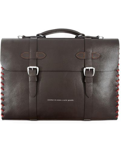 Anchor and Crew Deep Rufford Leather & Rope Briefcase Small - Brown