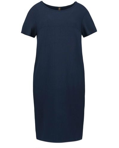 Conquista Navy Sack Style Punto Di Roma Short Sleeve Dress - Blue