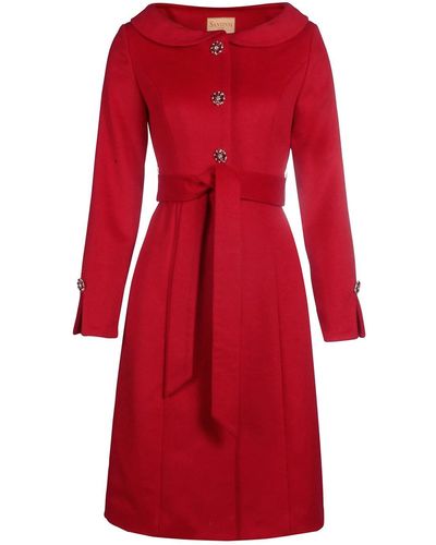 Santinni 'ingrid' 100% Cashmere & Wool Dress Coat In Rosso - Red