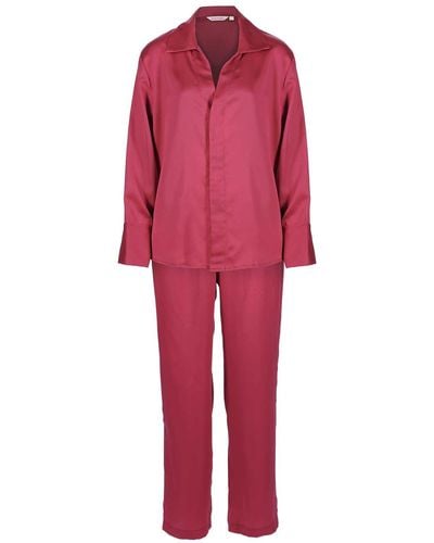 Pasithea Sleep Zen Bamboo Lyocell Long Pyjama Set - Red