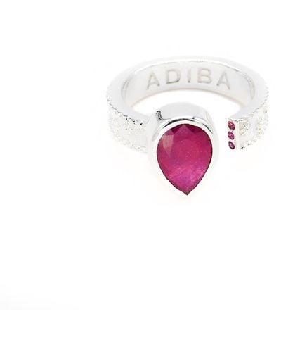 ADIBA Silver Resizable Ruby Ring - Pink