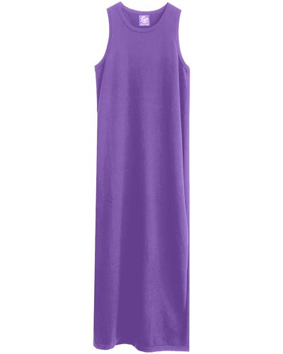 Zenzee Cotton Cashmere Maxi Dress With Side Slits - Purple
