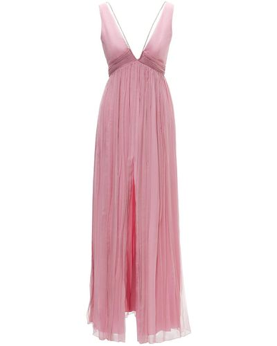 Nissa V-neck Silk Maxi Dress Light Pink