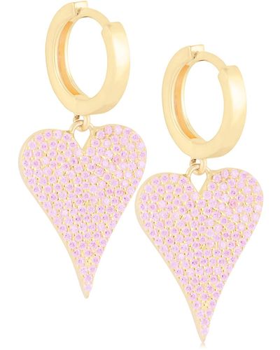 SHYMI Pave Heart Earrings - Pink