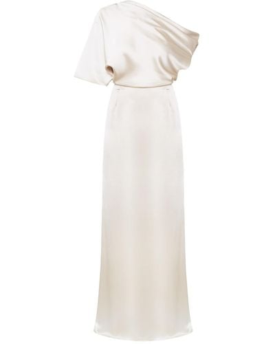 UNDRESS Helen Champagne Satin Asymmetric Maxi Evening Dress - Multicolor