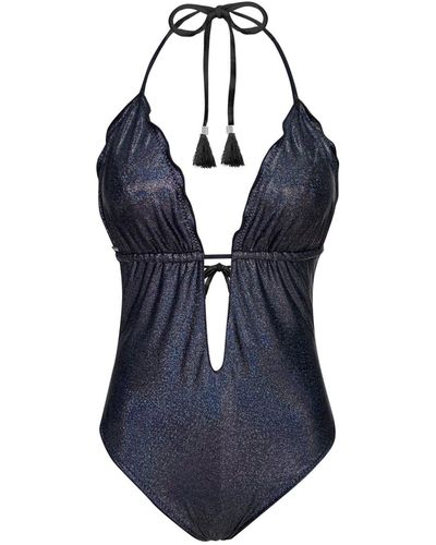 ELIN RITTER IBIZA Ibiza Swimsuit One-piece Plunge Maillot Anita Metallic - Blue