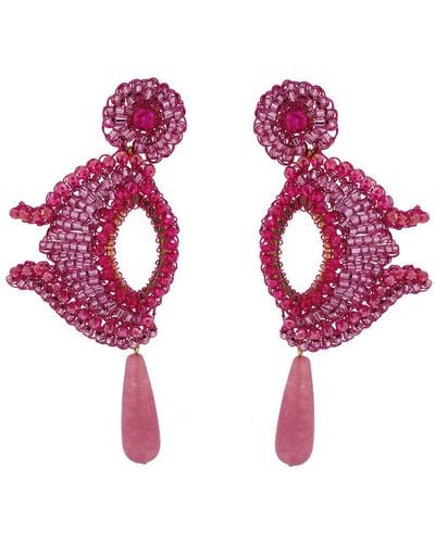 Lavish by Tricia Milaneze Neon Pink Ophelia Handmade Earrings