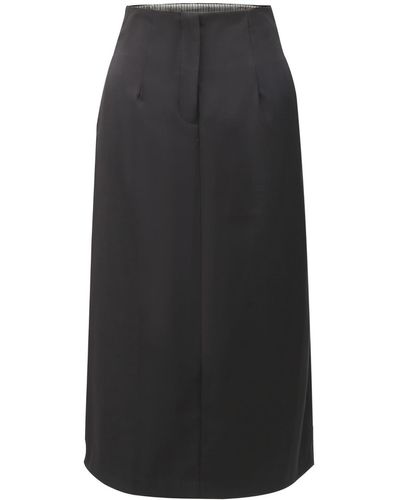 Smart and Joy Trapeze Skirt With Open Back Panel - Black