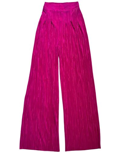 L2R THE LABEL Wide Leg Pleated Trousers - Pink