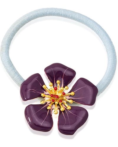 Milou Jewelry Purple Primrose Flower-embellished Ponytail Holder - Multicolour