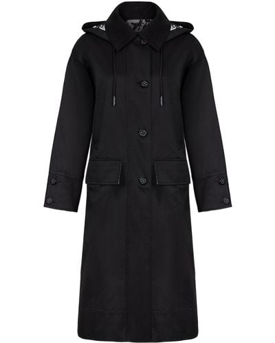 Nocturne Oversize Hooded Trench Coat - Black