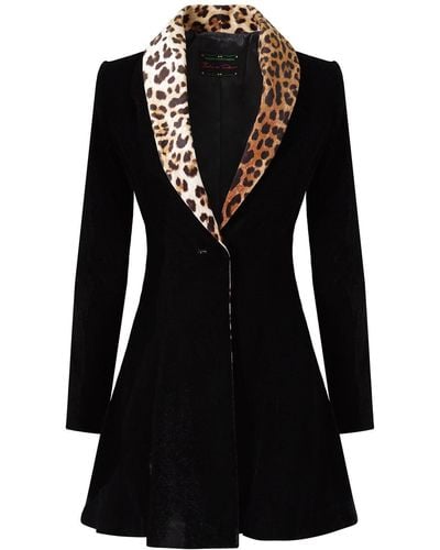 Beatrice von Tresckow Leopard Tiber Velvet Swing Jacket - Black