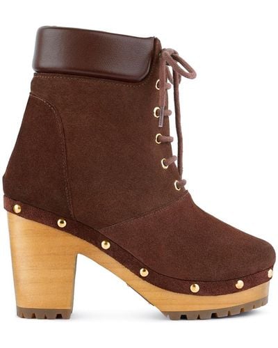 Rag & Co Maaya Handcrafted Collared Suede Boot - Brown