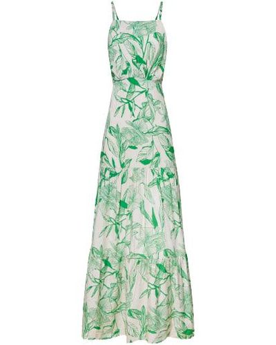 James Lakeland Open Back Print Tiered Midi Dress - Green