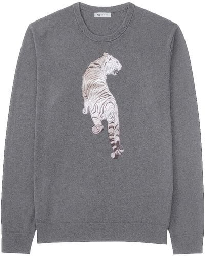 My Pair Of Jeans Tiger Embroidered Pullover - Grey