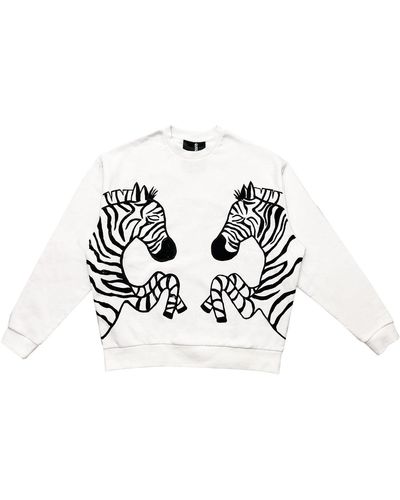 Quillattire Sweatshirt With Black Zebras - White