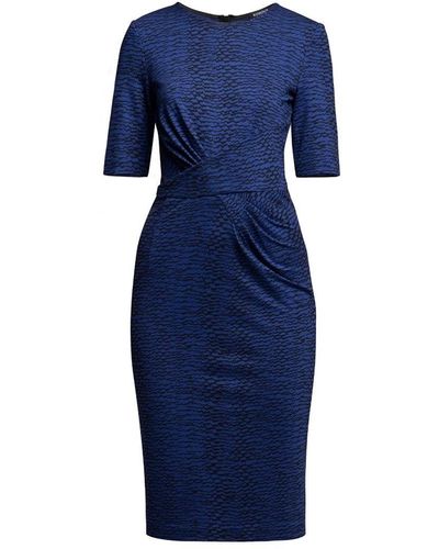 Rumour London Rebecca Soft Jersey Dress With Waistline Drapes In Print - Blue