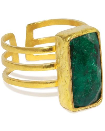 Ottoman Hands Lara Emerald Cocktail Ring - Yellow