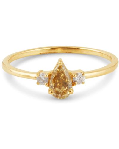 Trésor Champagne Diamond In Center And Diamond Ring In 18k Yellow Gold - Metallic