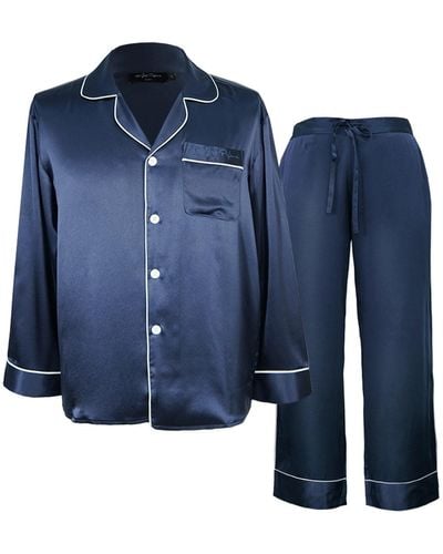 NOT JUST PAJAMA Classic 's Silk Essentials Pyjama - Blue